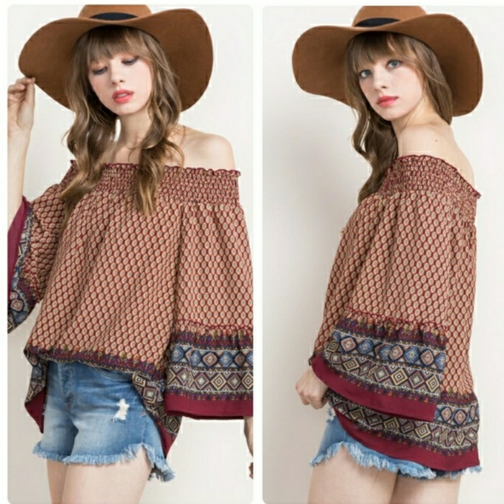 BOHO 70s Vibe Top Shirt Blouse Festival Coachella S,M 60s